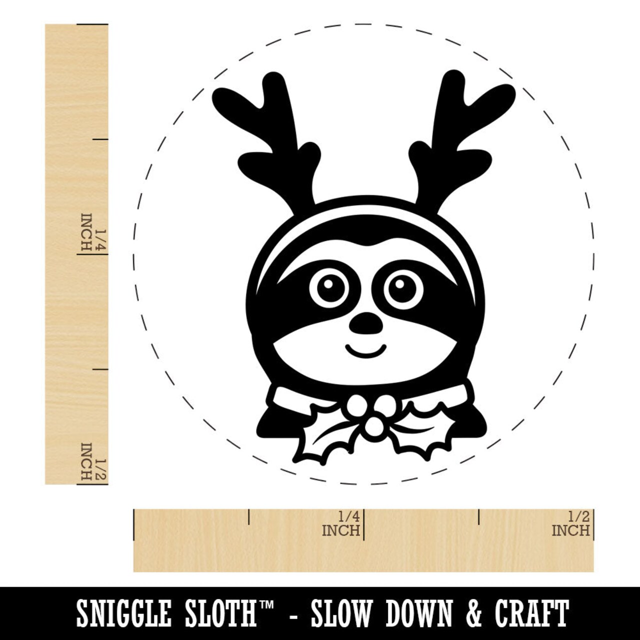Sloth Reindeer Christmas Rubber Stamp for Stamping Crafting Planners
